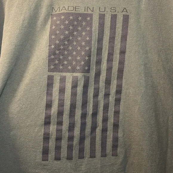 Men’s Army Green “Made in U. S. A.” American Flag Graphic Tee Sz 3XL - Picture 5 of 5